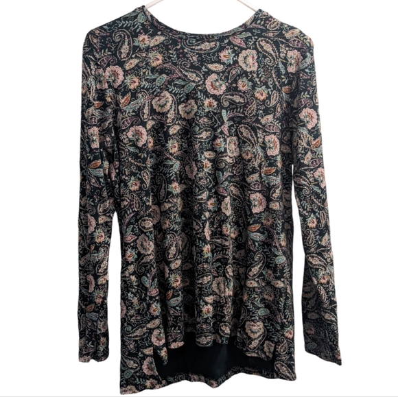 J. Jill Tops - J. Jill Floral Pima Crew Neck High Low Tee L